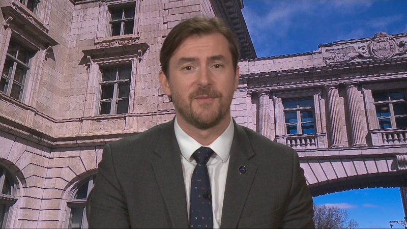 Greg Kelley, the Quebec Liberal Party's critic for relations with English-speaking Quebecers, speaks to CTV News on Wednesday, April 17, 2024. (CTV News)