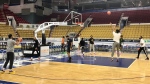 Members of the KW Titans practice at the Kitchener Memorial Auditorium on April 17, 2024. (Chris Thomson/CTV News)