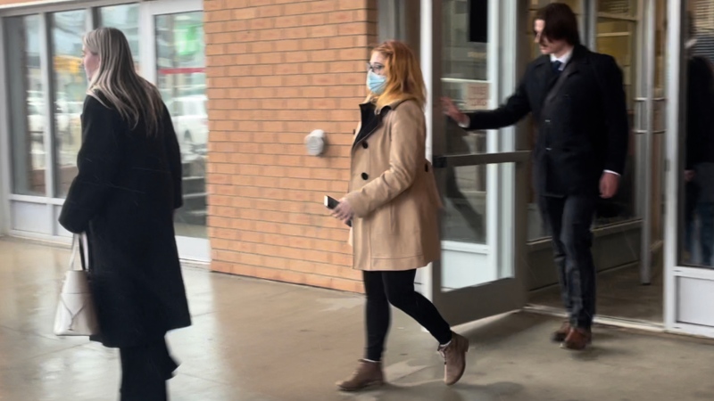 Taylor Kennedy leaves the Saskatoon Provincial Courthouse on April 17, 2024. (Stacey Hein / CTV News)
