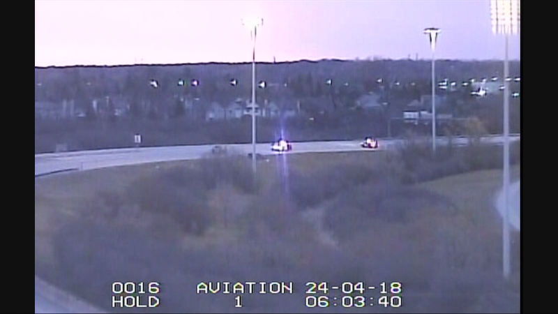 One person is dead following an early Thursday morning crash on Hwy. 417 at the Aviation Parkway in Ottawa. (MTO cameras)