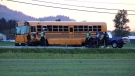 Highway 7 was shut down on April 17, 2024, after a truck and school bus collided near Deroche, B.C.