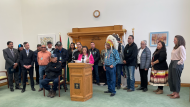 Delegates from several First Nations met at the Saskatchewan Legislative building for a day of action focused on inherent treaty rights Wednesday. (MickFavel/CTVNews) 