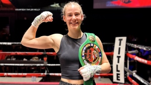 Ottawa local Tayler Kelly is a WBC Muay Thai Canadian amateur champion. She’s first got into the sport in 2021. (Jackie Perez/ CTV News Ottawa)