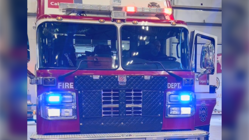 The Calgary Fire Department is piloting the use of blue flashing lights on its vehicles. (Source: City of Calgary)