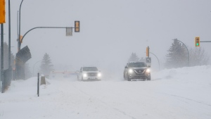 During a Winter Storm Warning in Saskatoon, Sask., Sunday, March 3, 2024. The city saw large amount of snow and strong winds. THE CANADIAN PRESS/Liam Richards