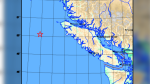 Earthquakes were recorded off the west coast of Vancouver Island on April 17, 2024. (Earthquakes Canada)