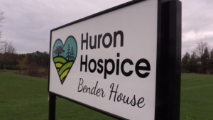 Huron Hospice Bender House sign near Clinton, Ont., seen on April 17, 2024. (Scott Miller/CTV News London) 