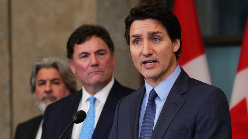 Prime Minister Justin Trudeau speaks during a news conference on Parliament Hill in Ottawa on Monday, March 6, 2023. Trudeau is calling on the committee of parliamentarians that reviews matters of national security and the national intelligence watchdog to independently investigate concerns about foreign interference in Canada. THE CANADIAN PRESS/Sean Kilpatrick