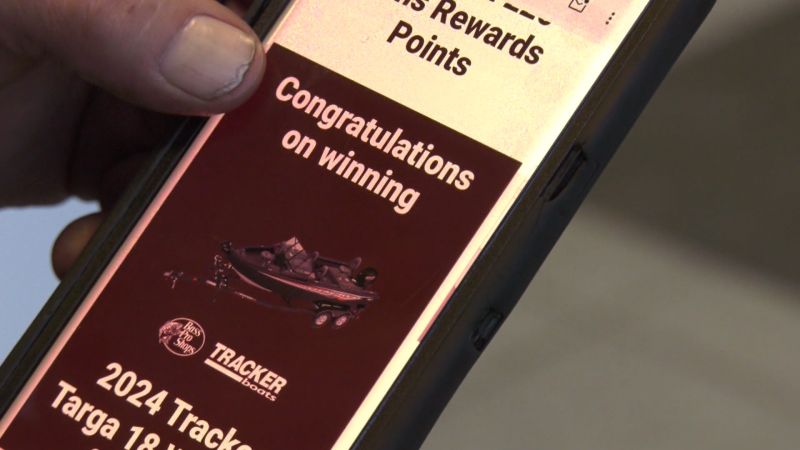 This email telling customers they had won a boat was mistakenly sent to Tim Hortons customers like Mike Sutton. (Sean McClune/CTV News Edmonton)