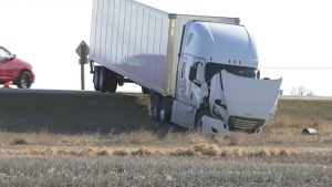 2 semis collided early Thursday morning on Highway 22X near RR 284. 1 person was slightly injured.