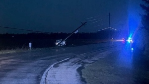 A portion of Michigan Line in Sarnia is closed after a vehicles truck a hydro pole. April 19, 2024. (Source: Sarnia police)