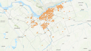 The Ottawa Police Service's crime map shows where vehicle thefts have been reported in Ottawa so far in 2024. (Ottawa Police Service/website)