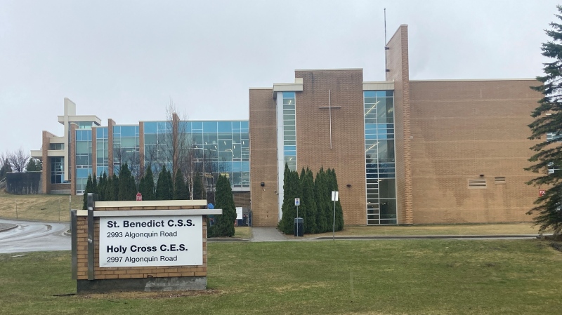 St. Benedict and Holy Cross Catholic schools in Sudbury. April 19, 2024 (Alana Everson/CTV Northern Ontario)