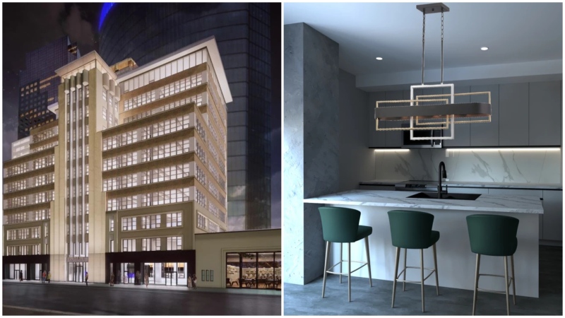 Photos show artist renderings of the Barron Building. (Strategic Group) 