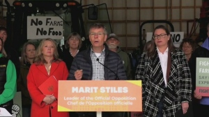 Kevin Thompson with the Grand River Environmental Network speaks at a news conference hosted by the Ontario NDP on April 19, 2024 in Wilmot Township. (Zoom)