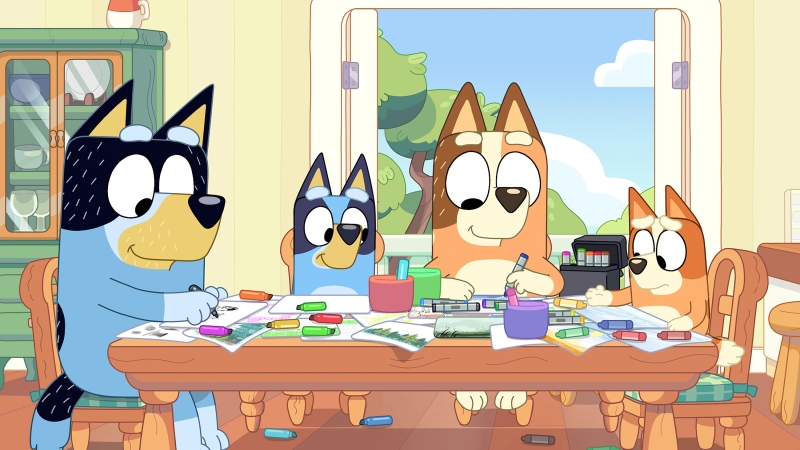 This image released by Disney+ shows a scene from the television series 'Bluey.' (Disney+ via AP)