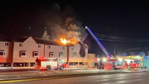 Fire crews battled an early morning blaze on the 1100 block of Wascana Street. (Source: Regina Fire X page)