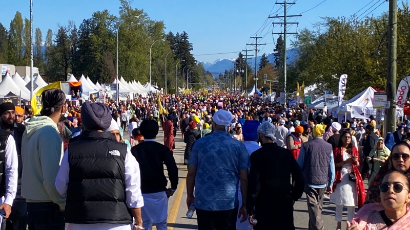 Hundreds of thousands of people attended the annual Khalsa Day Vaisakhi Parade in Surrey on Saturday, April 20. (CTV News/Jim Fong) 