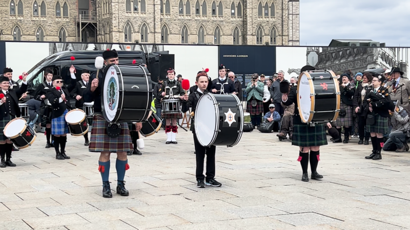 Drummer Leo Perrakis took centre stage for the opening set of traditional Scotish songs. Apr. 21, 2024 (Sam Houpt/CTV News)