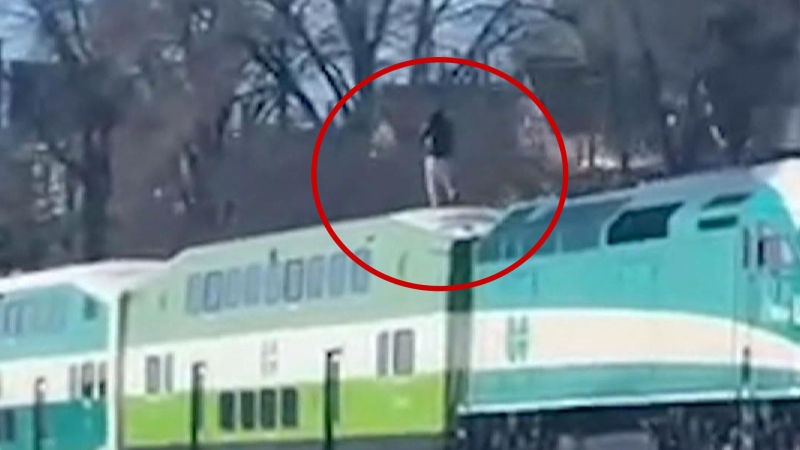 Teen hospitalized after jumping atop a train in stunt (CTV News Channel)

