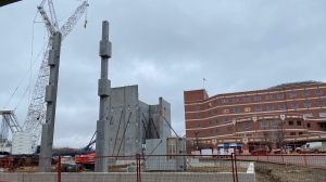 Framework and the arrival of large concrete panels has the new parkade at the Regina General Hospital taking shape. (HalleeMandryk/CTVNews)  
