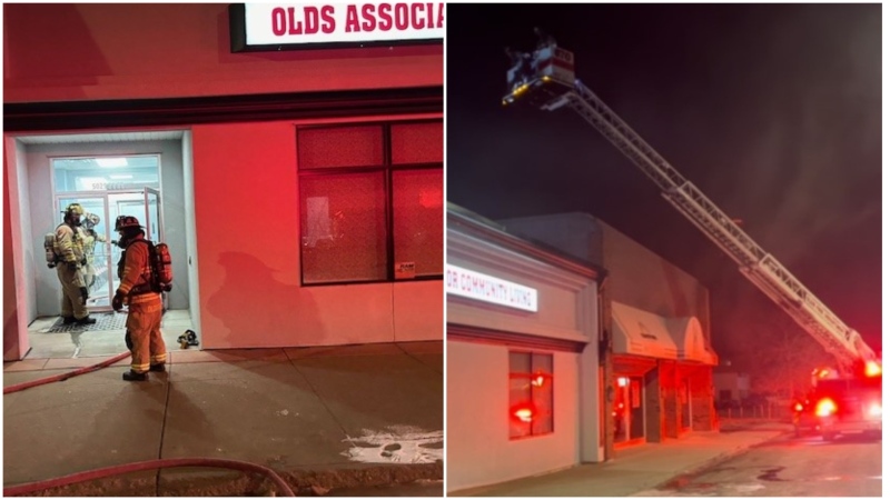 Fire crews responded to a fire at the Olds Association for Community Living on April 19, 2024. (Supplied: RCMP) 