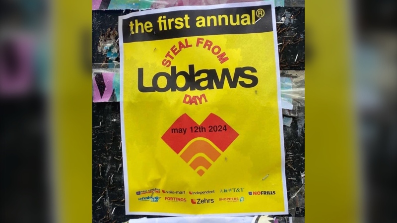 A poster encouraging people to steal from Loblaws. (Hafsa Arif/CTV Atlantic)