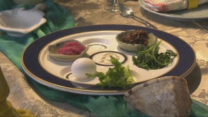 A plate of food served for Passover. April 22, 2024. (Alexandra Holyk/CTV News Winnipeg)