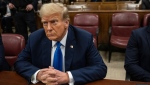 Former U.S. president Donald Trump sits in court on the first day of opening arguments in his trial at Manhattan Criminal Court in New York, Monday, April 22, 2024. (Victor J. Blue/The Washington Post via AP, Pool)