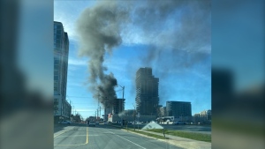 Smoke is seen over north end Halifax the morning of April 23, 2024. (CTV Atlantic)