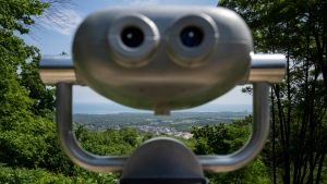 Views of Georgian Bay and the town Collingwood from the top of Blue Mountain on Thursday, June 30, 2022. (THE CANADIAN PRESS/Andrew Lahodynskyj)