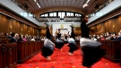 In this file photo, dancers from Goh Ballet perform during the National Remembrance Ceremony for the 100th Anniversary of the Introduction of the Chinese Exclusion Act, in the Senate Chamber in Ottawa, on Friday, June 23, 2023. (THE CANADIAN PRESS/Justin Tang 