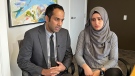 Umar Zameer (left) and his wife Aaida Shaikh, speak to CTV News Toronto on April 23, 2024.