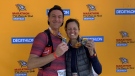 Jean-Francois Alain and his wife, Veronique Tremblay, at the Marathon P'tit Train du Nord on Oct. 2, 2022. (Submitted)