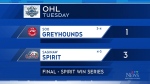  Final score between Soo Greyhounds, Saginaw Spirit in Round 2 of OHL playoffs. April 23, 2024 (CTV Northern Ontario)