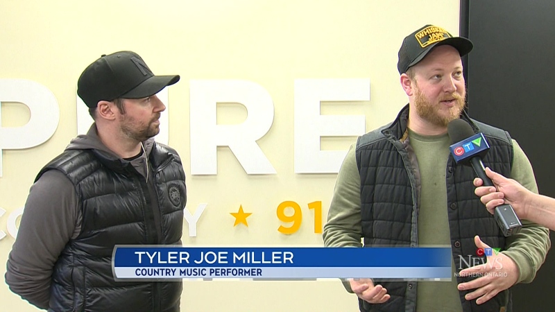 Tyler Joe Miller and Shawn Austin at Pure Country Radio ahead of mixtape tour stop in Sudbury. April 23, 2024 (CTV Northern Ontario)