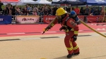 Kelly Campbell competing in the firefighter challenge in April, 2024. (Submitted/Kelly Campbell)