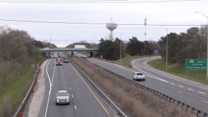 Highway 403 in Brantford on April 24, 2024. (CTV News/Colton Wiens)
