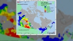 The wildfire risk for most of southern Alberta is rated as extreme by Natural Resources Canada