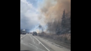 Smoke is seen from Highway 97 near Chetwynd, B.C. (Image credit: Niki Lofvendahl/Facebook) 