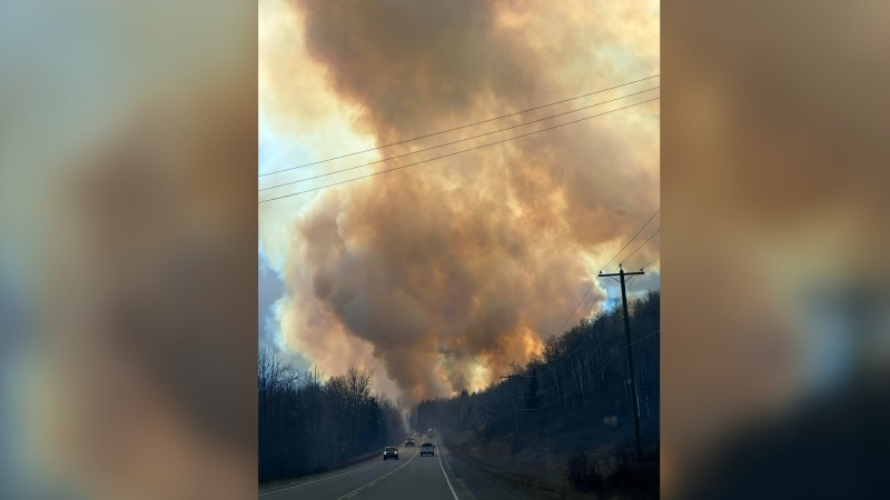 Smoke is seen from Highway 97 near Chetwynd, B.C. (Image credit: Dale Crocker/Facebook) 