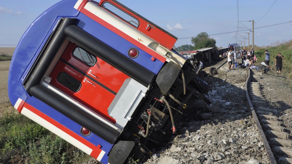 Turkiye overturned train car 