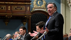 Premier Francois Legault justified the opening of Quebec's Tel Aviv office on April 25, 2024. (Jacques Boissinot, The Canadian Press)