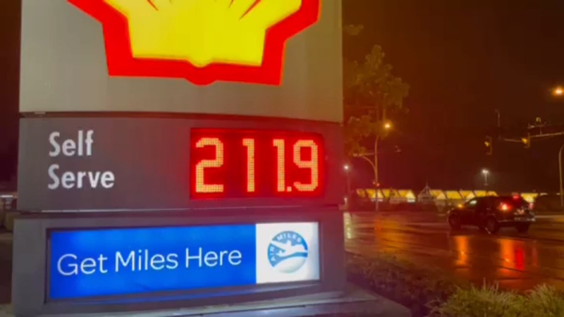 Gas prices seen in Metro Vancouver on April 25, 2024. 