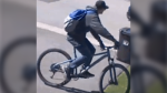 Barrie Police are seeking help identifying a cyclist who was allegedly aggressively chased by a vehicle on April, 24, 2024. (Barrie Police)