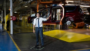 Prime Minister Justin Trudeau tours the Stellantis Windsor (Chrysler) Assembly plant in Windsor, Ont., Tuesday, January 17, 2023.THE CANADIAN PRESS/Nicole Osborne