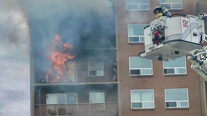 A person was rescued from a balcony fire on Jasper Avenue in Edmonton on Thursday, April 25, 2024.
