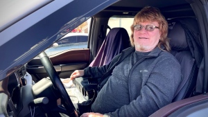 James Kennedy, driving his gas powered 2022 Ford Lariat. (CTV News/Spencer Turcotte)