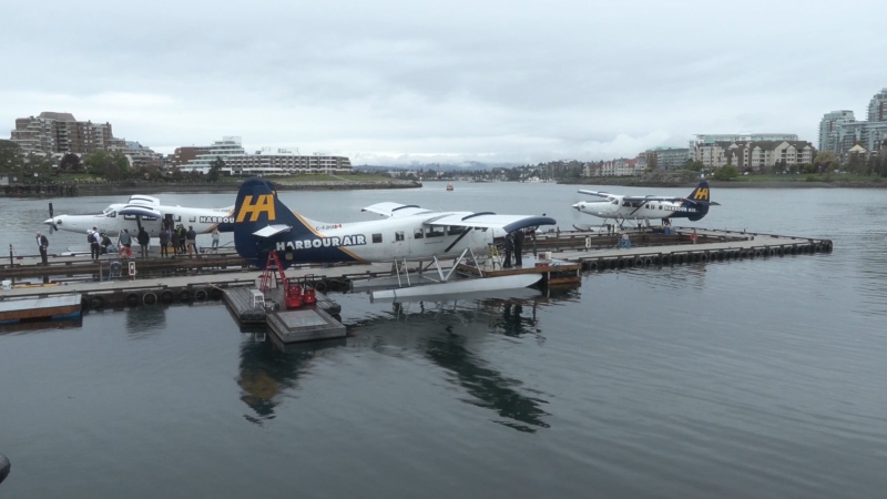 A Harbour Air seaplane in Victoria on April 25, 2024. (CTV News)