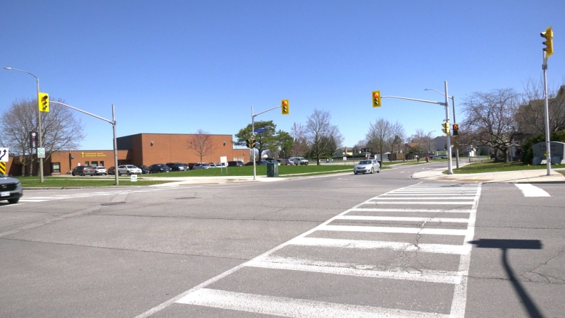 The City of Ottawa plans to build a roundabout at the intersection of Jeanne d’Arc and Fortune Drive/Vineyard Drive to make it easier for OC Transpo buses to turn around, but nearby residents are opposed to the idea. (Peter Szperling/CTV News Ottawa)